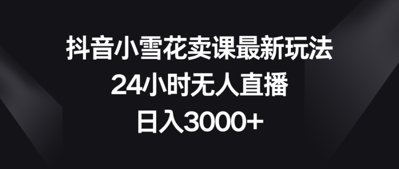 抖音小雪花卖课最新玩法，24小时无人直播，日入3000+睿集资源栈-网赚项目-副业赚钱-互联网创业-资源整合睿集资源栈