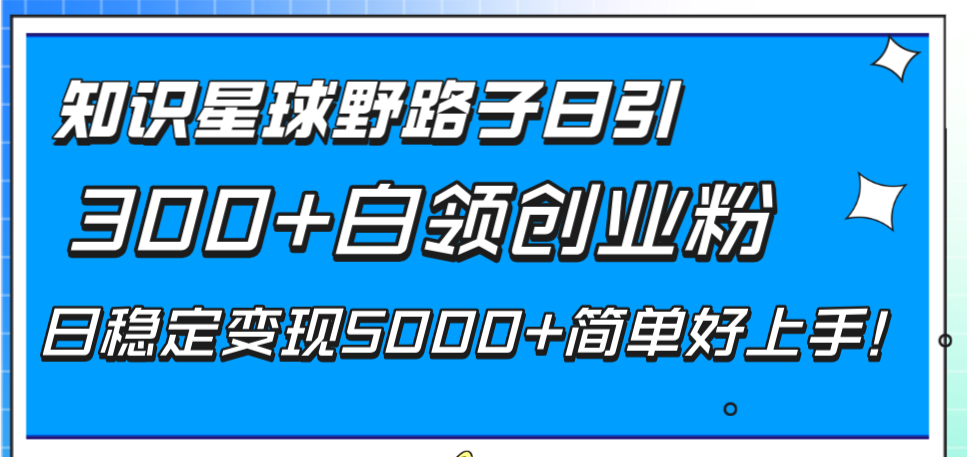 知识星球野路子日引300+白领创业粉，日稳定变现5000+简单好上手！睿集资源栈-网赚项目-副业赚钱-互联网创业-资源整合睿集资源栈