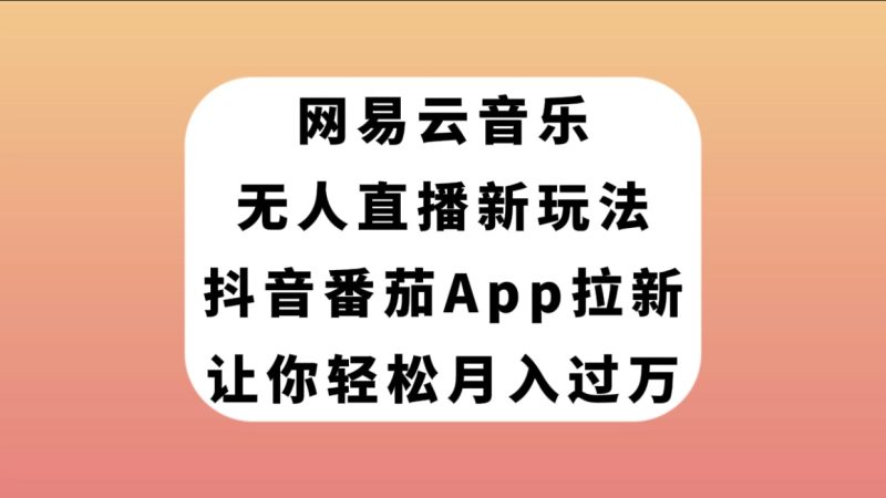 (7599期)网易云音乐无人直播新玩法,抖音番茄APP拉新,让你轻松月入过万睿集资源栈-网赚项目-副业赚钱-互联网创业-资源整合睿集资源栈