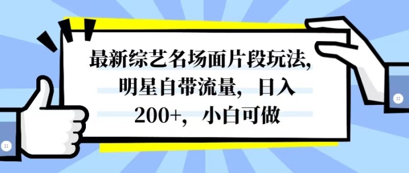 最新综艺名场面片段玩法，明星自带流量，日入200+，小白可做睿集资源栈-网赚项目-副业赚钱-互联网创业-资源整合睿集资源栈