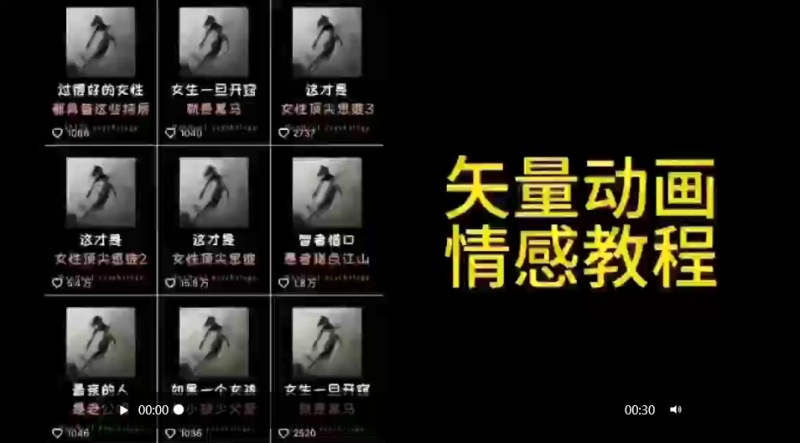 矢量动画情感教程：高点赞涨粉，适合情感、思维、创业教育等赛道睿集资源栈-网赚项目-副业赚钱-互联网创业-资源整合睿集资源栈