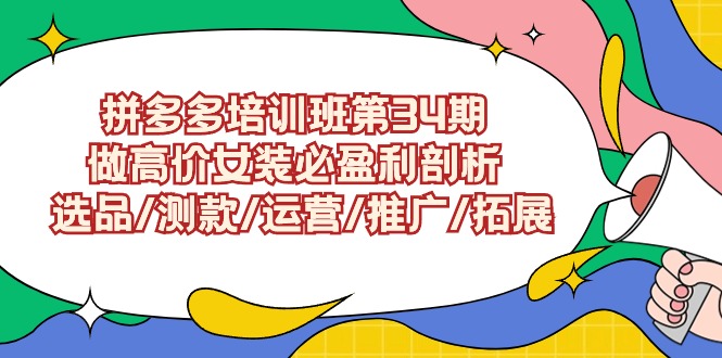 拼多多培训班第34期：做高价女装必盈利剖析  选品/测款/运营/推广/拓展睿集资源栈-网赚项目-副业赚钱-互联网创业-资源整合睿集资源栈
