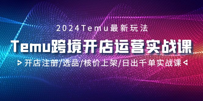 2024Temu跨境开店运营实战课，开店注册/选品/核价上架/日出千单实战课睿集资源栈-网赚项目-副业赚钱-互联网创业-资源整合睿集资源栈