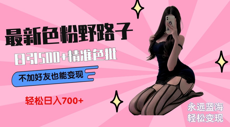 最新色粉变现野路子，日引500+老色批 可不加好友直接变现 小白轻松日入700+睿集资源栈-网赚项目-副业赚钱-互联网创业-资源整合睿集资源栈