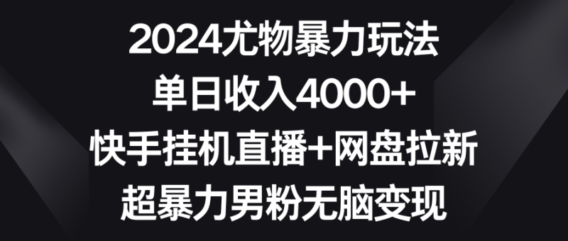 2024尤物暴力玩法 单日收入4000+快手挂机直播+网盘拉新 超暴力男粉无脑变现睿集资源栈-网赚项目-副业赚钱-互联网创业-资源整合睿集资源栈