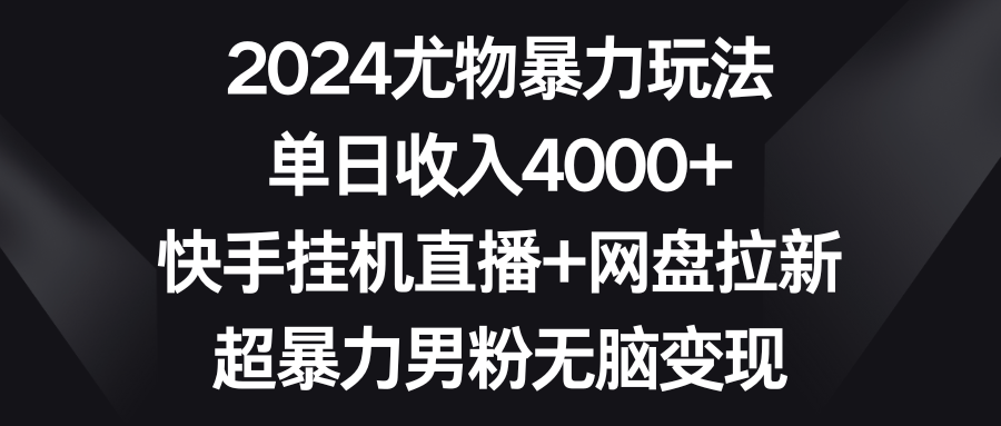 2024尤物暴力玩法 单日收入4000+快手挂机直播+网盘拉新 超暴力男粉无脑变现睿集资源栈-网赚项目-副业赚钱-互联网创业-资源整合睿集资源栈