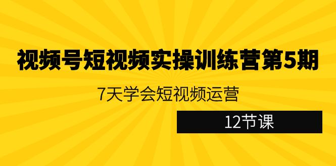 视频号短视频实操训练营第5期：7天学会短视频运营（12节课）睿集资源栈-网赚项目-副业赚钱-互联网创业-资源整合睿集资源栈