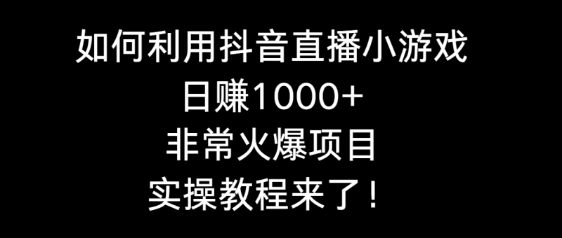 如何利用抖音直播小游戏日赚1000+，非常火爆项目，实操教程来了！睿集资源栈-网赚项目-副业赚钱-互联网创业-资源整合睿集资源栈