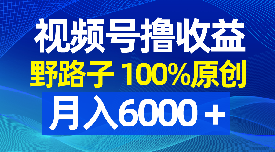 视频号野路子撸收益，100%原创，条条爆款，月入6000＋睿集资源栈-网赚项目-副业赚钱-互联网创业-资源整合睿集资源栈
