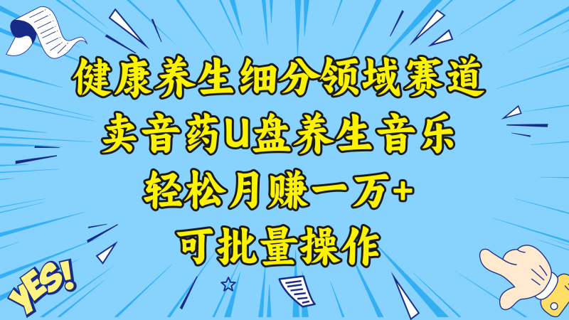 健康养生细分领域赛道，卖音药U盘养生音乐，轻松月赚一万+，可批量操作睿集资源栈-网赚项目-副业赚钱-互联网创业-资源整合睿集资源栈
