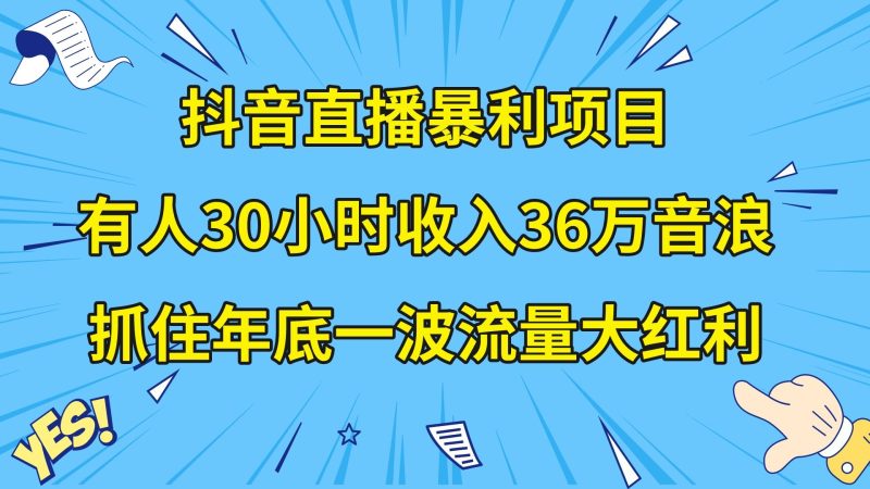 抖音直播暴利项目，有人30小时收入36万音浪，公司宣传片年会视频制作，…睿集资源栈-网赚项目-副业赚钱-互联网创业-资源整合睿集资源栈