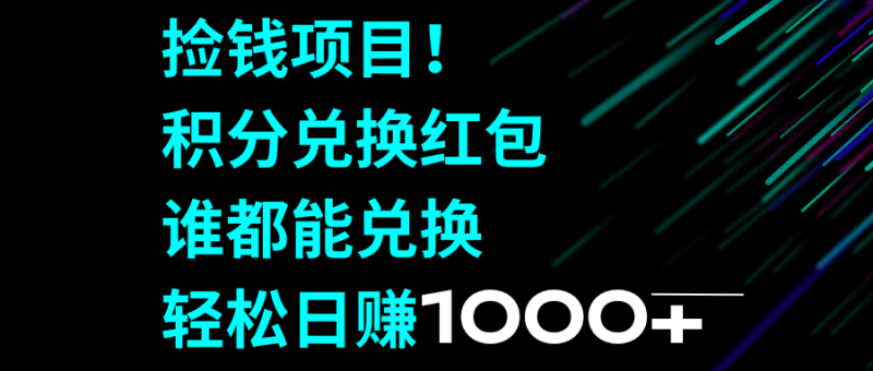 捡钱项目！积分兑换红包，谁都能兑换，轻松日赚1000+睿集资源栈-网赚项目-副业赚钱-互联网创业-资源整合睿集资源栈