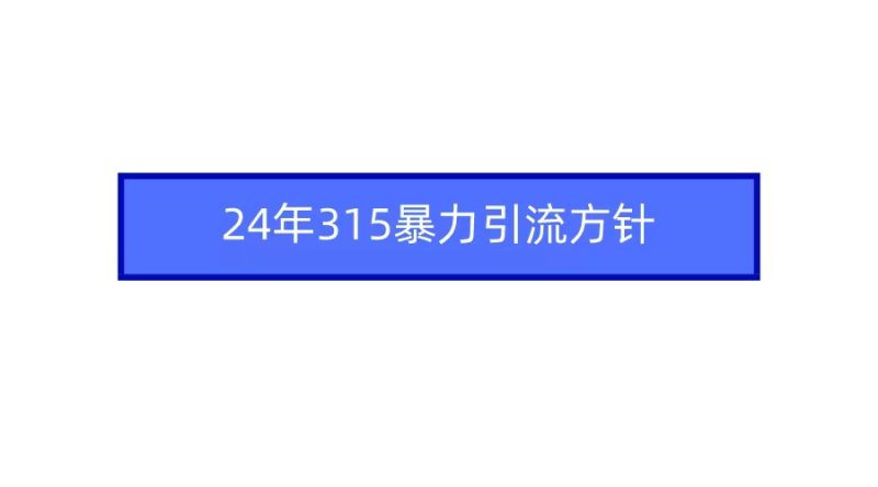 2024年315暴力引流方针睿集资源栈-网赚项目-副业赚钱-互联网创业-资源整合睿集资源栈