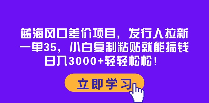 蓝海风口差价项目，发行人拉新，一单35，小白复制粘贴就能搞钱！日入30…睿集资源栈-网赚项目-副业赚钱-互联网创业-资源整合睿集资源栈