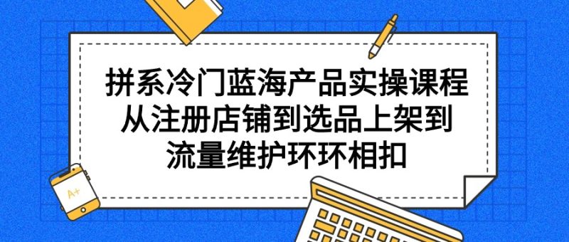 拼系冷门蓝海产品实操课程，从注册店铺到选品上架到流量维护环环相扣睿集资源栈-网赚项目-副业赚钱-互联网创业-资源整合睿集资源栈