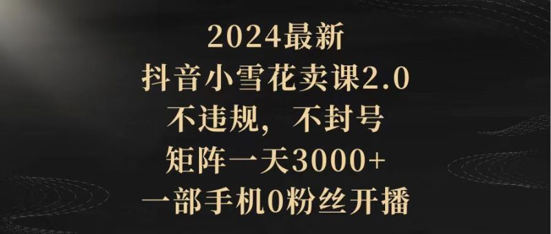 2024最新抖音小雪花卖课2.0 不违规 不封号 矩阵一天3000+一部手机0粉丝开播睿集资源栈-网赚项目-副业赚钱-互联网创业-资源整合睿集资源栈