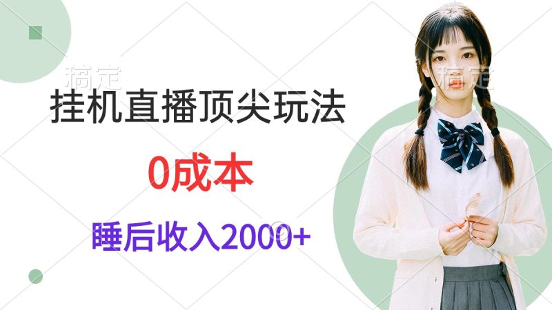 挂机直播顶尖玩法,睡后日收入2000+、0成本,视频教学睿集资源栈-网赚项目-副业赚钱-互联网创业-资源整合睿集资源栈