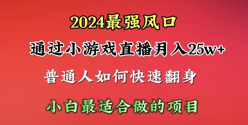 2024年最强风口，通过小游戏直播月入25w+单日收益5000+小白最适合做的项目睿集资源栈-网赚项目-副业赚钱-互联网创业-资源整合睿集资源栈