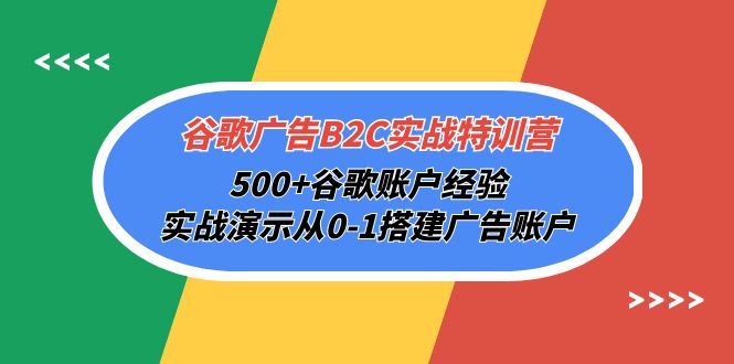 谷歌广告B2C实战特训营，500+谷歌账户经验，实战演示从0-1搭建广告账户睿集资源栈-网赚项目-副业赚钱-互联网创业-资源整合睿集资源栈
