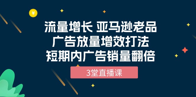 流量增长 亚马逊老品广告放量增效打法，短期内广告销量翻倍（3堂直播课）睿集资源栈-网赚项目-副业赚钱-互联网创业-资源整合睿集资源栈