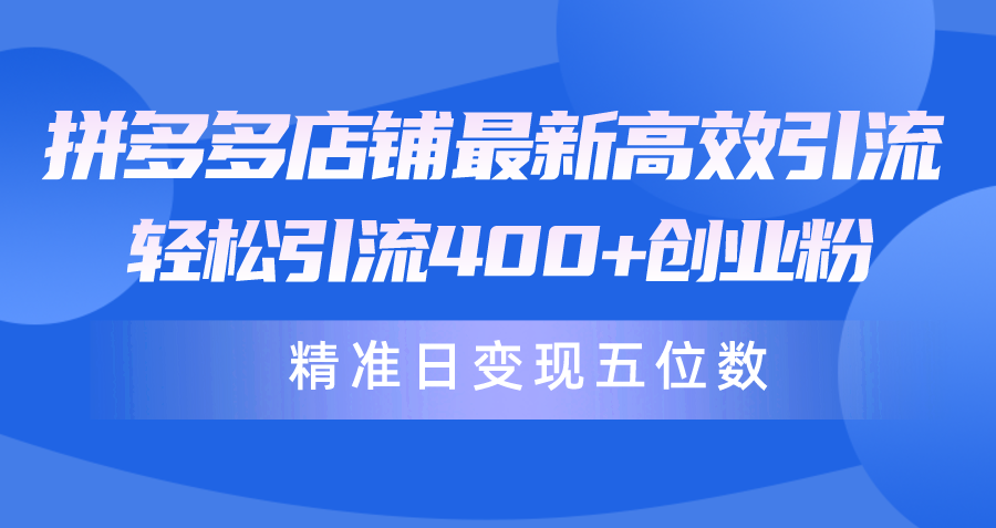 拼多多店铺最新高效引流术，轻松引流400+创业粉，精准日变现五位数！睿集资源栈-网赚项目-副业赚钱-互联网创业-资源整合睿集资源栈