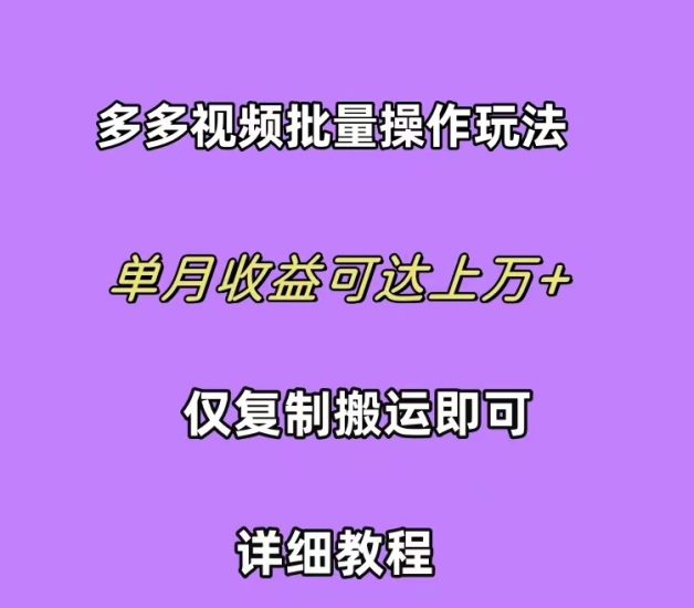 拼多多视频带货快速过爆款选品教程 每天轻轻松松赚取三位数佣金 小白必…睿集资源栈-网赚项目-副业赚钱-互联网创业-资源整合睿集资源栈