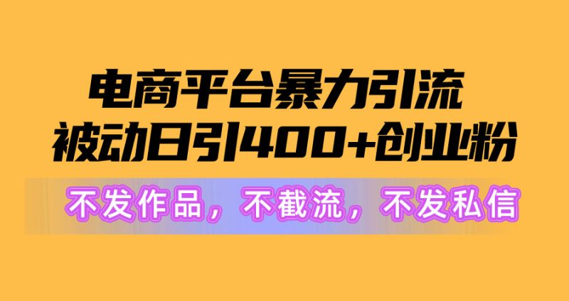 电商平台暴力引流,被动日引400+创业粉不发作品,不截流,不发私信睿集资源栈-网赚项目-副业赚钱-互联网创业-资源整合睿集资源栈