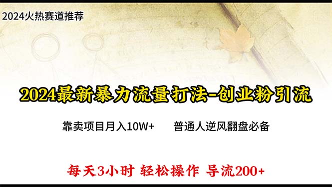 2024年最新暴力流量打法，每日导入300+，靠卖项目月入10W+睿集资源栈-网赚项目-副业赚钱-互联网创业-资源整合睿集资源栈