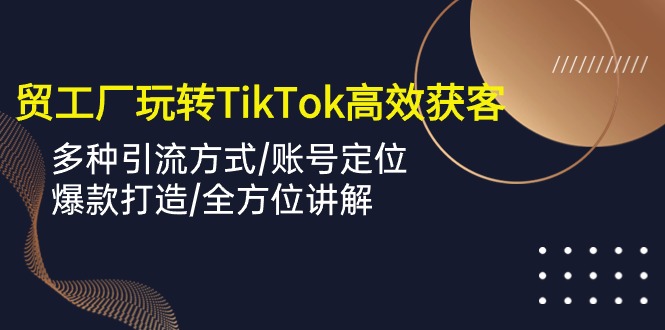 外贸工厂玩转TikTok高效获客，多种引流方式/账号定位/爆款打造/全方位讲解睿集资源栈-网赚项目-副业赚钱-互联网创业-资源整合睿集资源栈