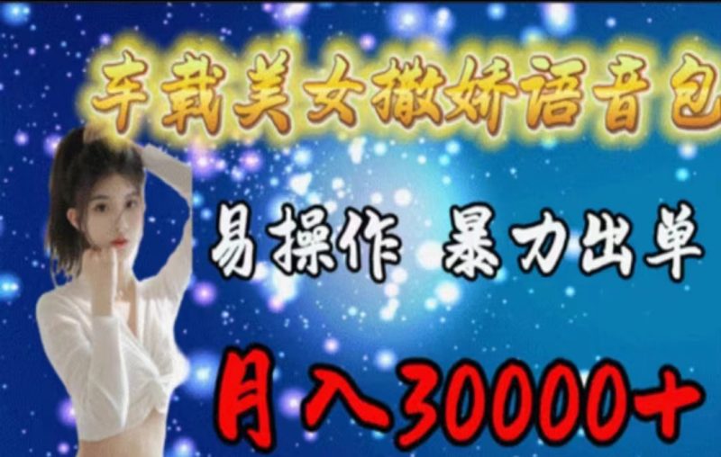 车载美女撒娇语音包，执行就出单，月入3000＋，小白看完课程就能马上实操睿集资源栈-网赚项目-副业赚钱-互联网创业-资源整合睿集资源栈