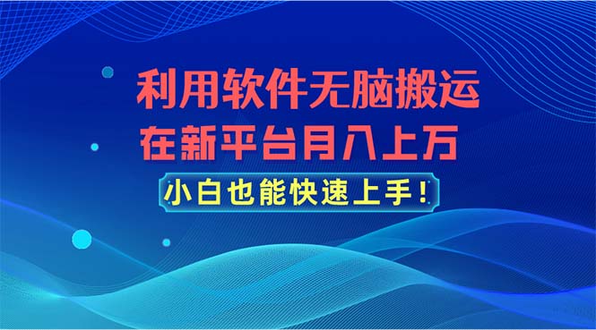 利用软件无脑搬运，在新平台月入上万，小白也能快速上手睿集资源栈-网赚项目-副业赚钱-互联网创业-资源整合睿集资源栈