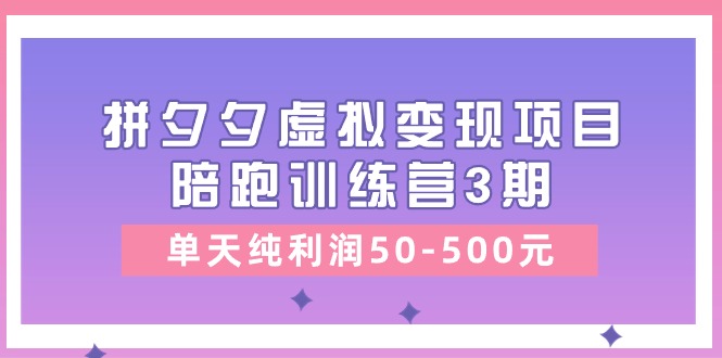 某收费培训《拼夕夕虚拟变现项目陪跑训练营3期》单天纯利润50-500元睿集资源栈-网赚项目-副业赚钱-互联网创业-资源整合睿集资源栈