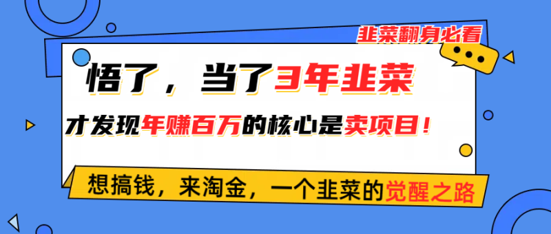 悟了,当了3年韭菜,才发现网赚圈年赚100万的核心是卖项目,含泪分享!睿集资源栈-网赚项目-副业赚钱-互联网创业-资源整合睿集资源栈