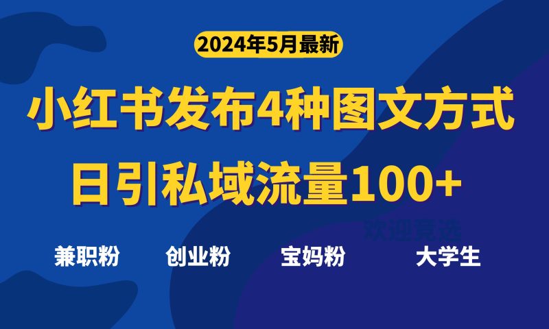 最新小红书发布这四种图文，日引私域流量100+不成问题，睿集资源栈-网赚项目-副业赚钱-互联网创业-资源整合睿集资源栈