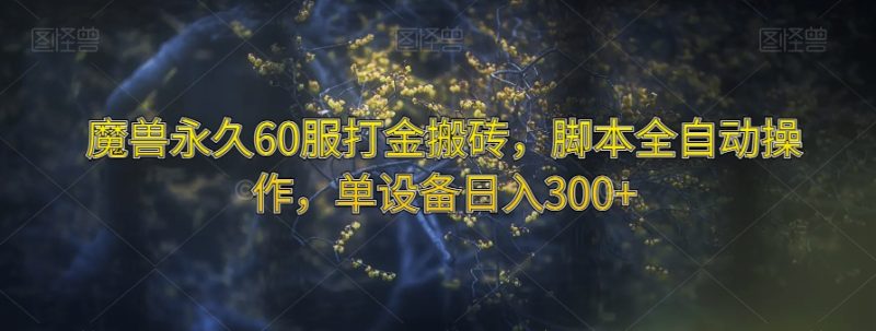 魔兽永久60服打金搬砖，脚本全自动操作，单设备日入300+【揭秘】睿集资源栈-网赚项目-副业赚钱-互联网创业-资源整合睿集资源栈