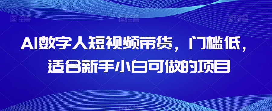 AI数字人短视频带货，门槛低，适合新手小白可做的项目睿集资源栈-网赚项目-副业赚钱-互联网创业-资源整合睿集资源栈