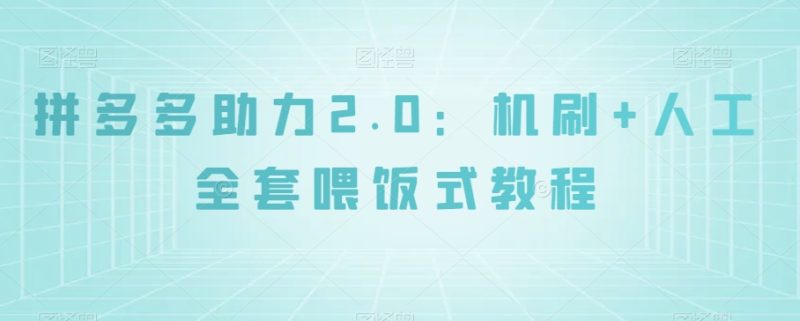 拼多多助力2.0：机刷+人工全套喂饭式教程【揭秘】睿集资源栈-网赚项目-副业赚钱-互联网创业-资源整合睿集资源栈