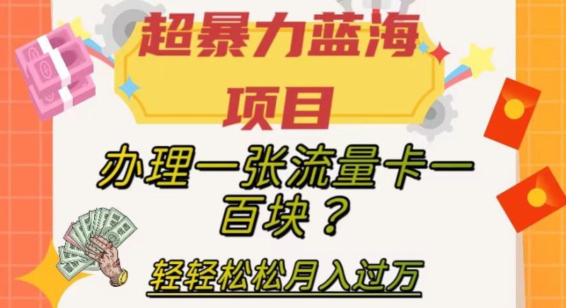 超暴力蓝海项目，办理一张流量卡一百块？轻轻松松月入过万，保姆级教程【揭秘】睿集资源栈-网赚项目-副业赚钱-互联网创业-资源整合睿集资源栈