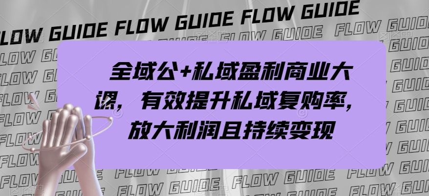 全域公+私域盈利商业大课，有效提升私域复购率，放大利润且持续变现睿集资源栈-网赚项目-副业赚钱-互联网创业-资源整合睿集资源栈