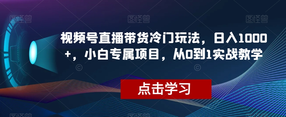 视频号直播带货冷门玩法，日入1000+，小白专属项目，从0到1实战教学【揭秘】睿集资源栈-网赚项目-副业赚钱-互联网创业-资源整合睿集资源栈