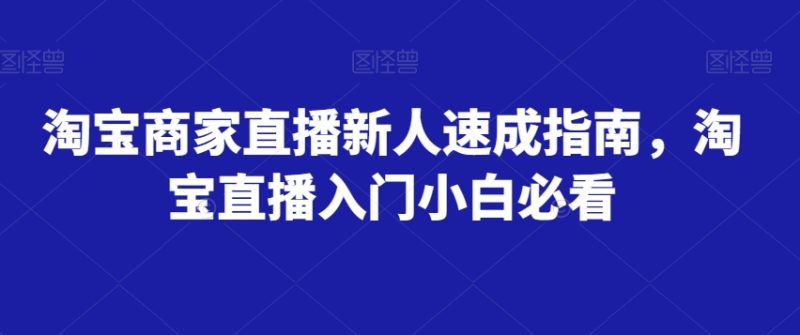 淘宝商家直播新人速成指南，淘宝直播入门小白必看睿集资源栈-网赚项目-副业赚钱-互联网创业-资源整合睿集资源栈
