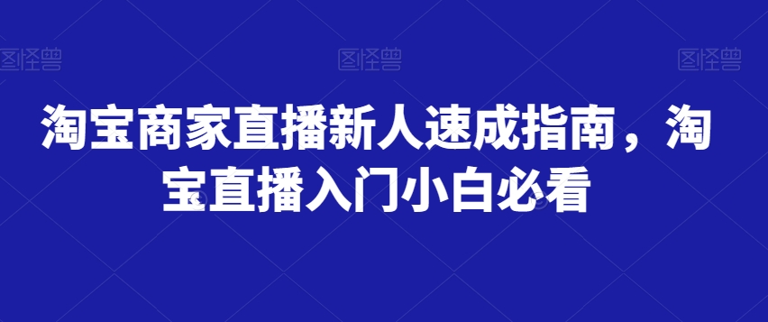 淘宝商家直播新人速成指南，淘宝直播入门小白必看睿集资源栈-网赚项目-副业赚钱-互联网创业-资源整合睿集资源栈