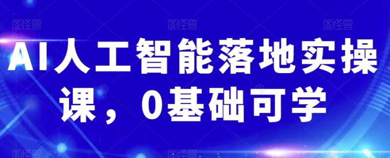 AI人工智能落地实操课，0基础可学睿集资源栈-网赚项目-副业赚钱-互联网创业-资源整合睿集资源栈