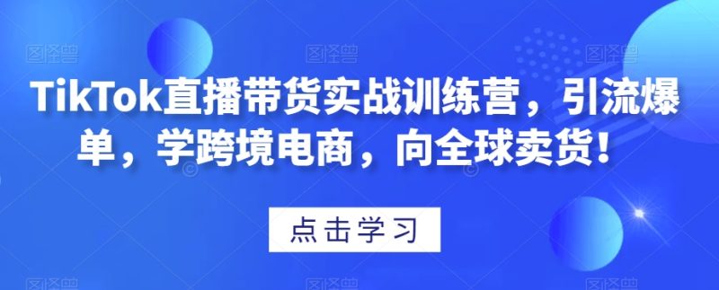 TikTok直播带货实战训练营，引流爆单，学跨境电商，向全球卖货！睿集资源栈-网赚项目-副业赚钱-互联网创业-资源整合睿集资源栈