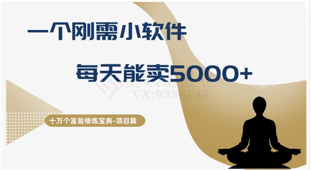 十万个富翁修炼宝典之17.一个刚需小软件,每天能卖5000+睿集资源栈-网赚项目-副业赚钱-互联网创业-资源整合睿集资源栈