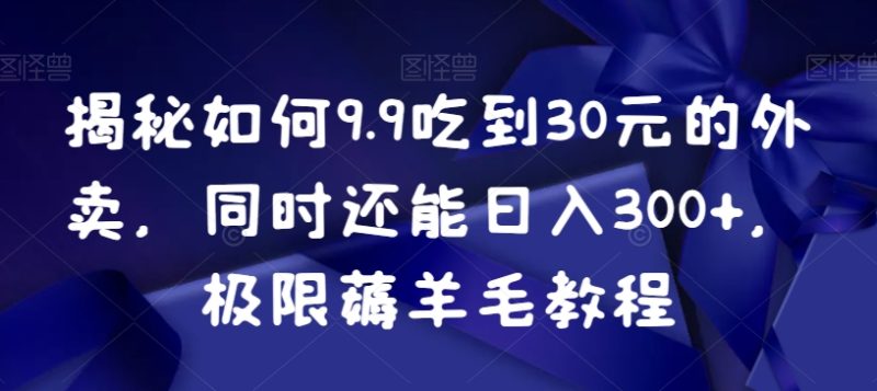 揭秘如何9.9吃到30元的外卖，同时还能日入300+，极限薅羊毛教程睿集资源栈-网赚项目-副业赚钱-互联网创业-资源整合睿集资源栈