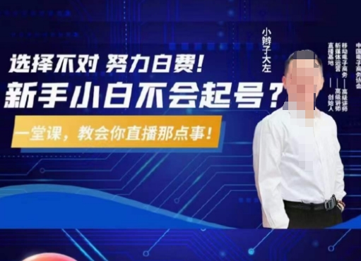 大左教您从0到1做直播带货，选择不对，努力白费，5小时课程搞定那点事，解决你起号问题睿集资源栈-网赚项目-副业赚钱-互联网创业-资源整合睿集资源栈