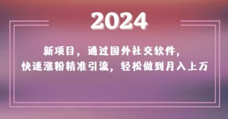 2024新项目，通过国外社交软件，快速涨粉精准引流，轻松做到月入上万【揭秘】睿集资源栈-网赚项目-副业赚钱-互联网创业-资源整合睿集资源栈