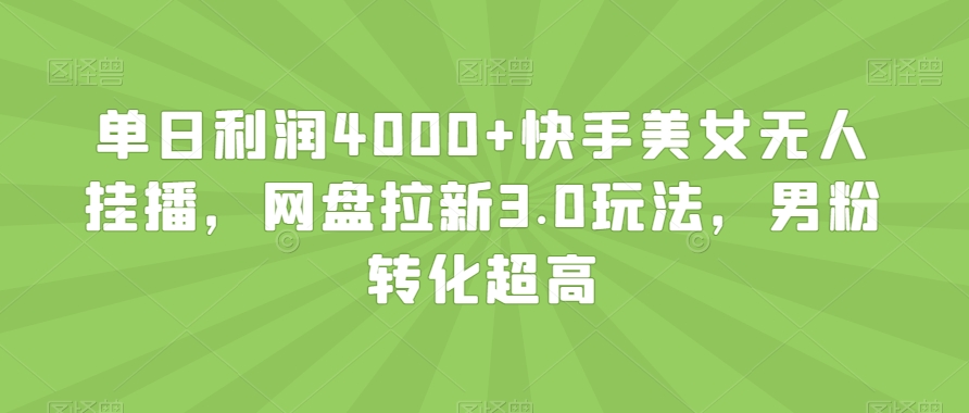 单日利润4000+快手美女无人挂播,网盘拉新3.0玩法,男粉转化超高【揭秘】睿集资源栈-网赚项目-副业赚钱-互联网创业-资源整合睿集资源栈