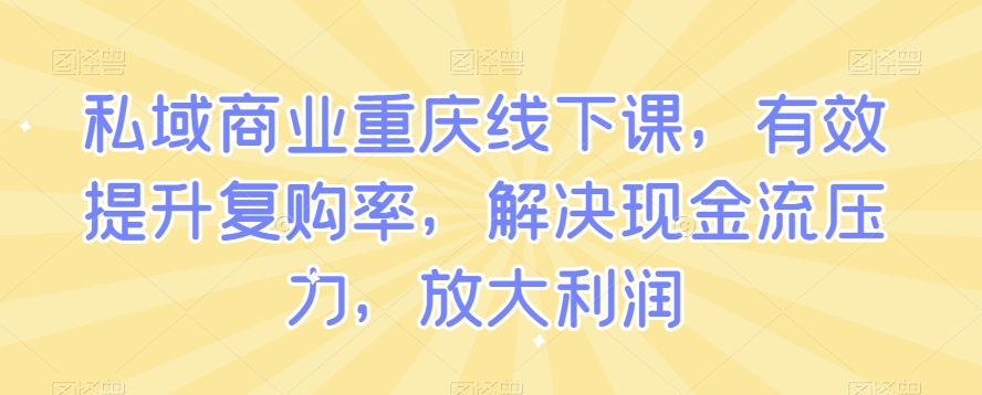 私域商业重庆线下课，有效提升复购率，解决现金流压力，放大利润睿集资源栈-网赚项目-副业赚钱-互联网创业-资源整合睿集资源栈